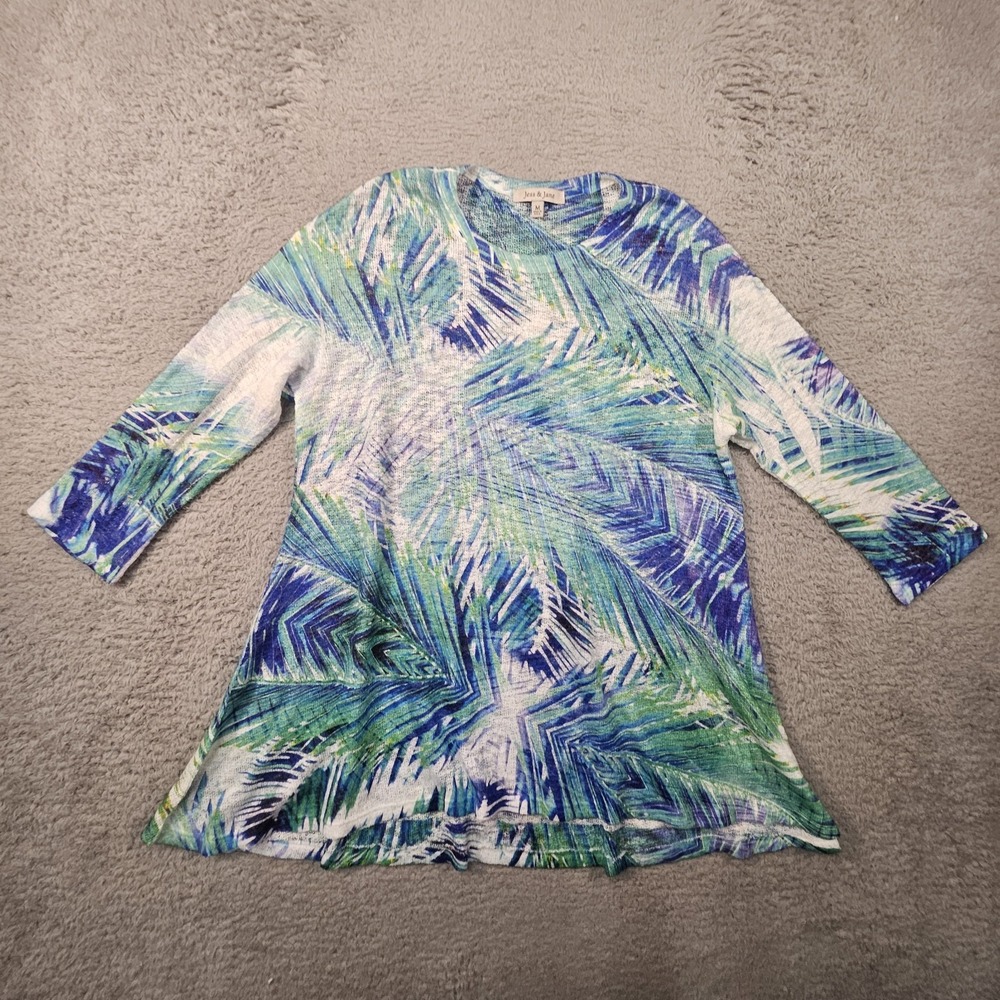 Jess Jane Top Womens M Floral Abstract Artsy Hawaiian Beachy Cruise‎ Resort Wear